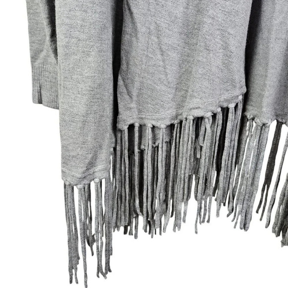 Chelsea & Theodore Gray Fringe Trim Long Sleeve Cardigan Sweater Size X Large - Picture 2 of 9